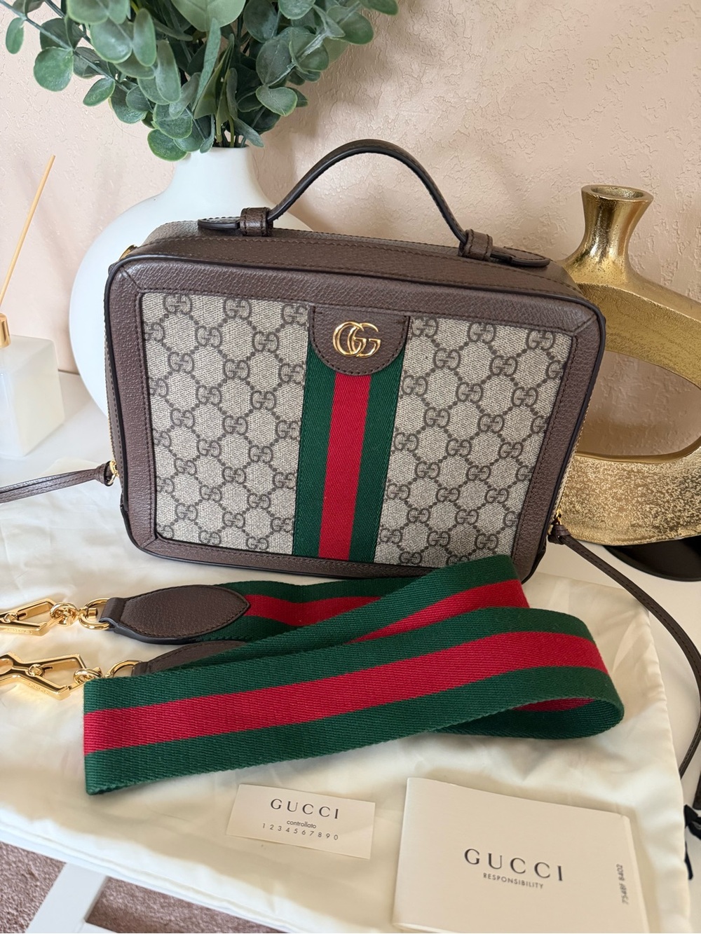 Gucci Ophidia GG Supreme Small Top Handle Crossbody Bag